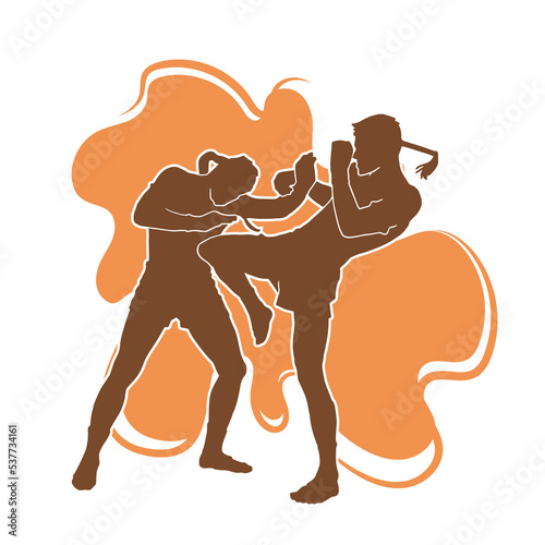 Male muay Thai athlete vector silhouette 
