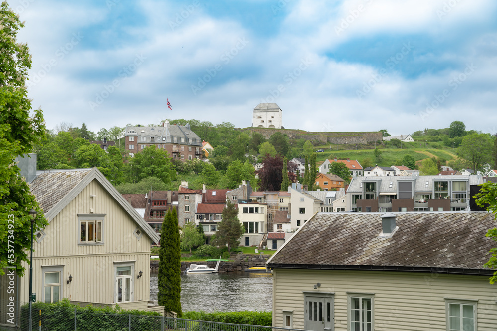 Houses and hill in Trondheim, Norway Houses and hill in Trondheim, Norway