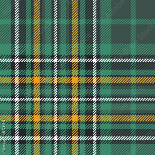 Irish national tartan plaid pattern. Green and yellow tweed.