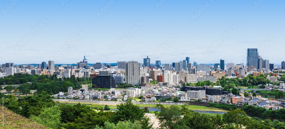 仙台　青空と都市風景