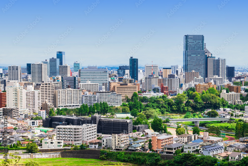仙台 青空と都市風景 仙台 青空と都市風景
