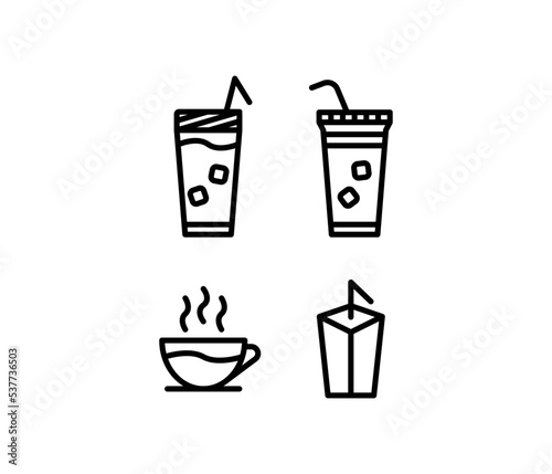 Wallpaper Mural Icon Set Drink, Beverage, Coffee, Cup, Boba, Cola, Tea. Editable file and color. Torontodigital.ca