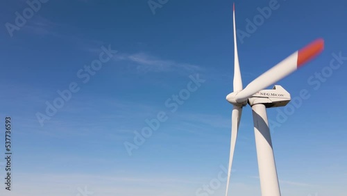 Wind turbines. Wind generator. Renewable energy sources. Environmental protection. Respect for the environment. Innovation. Electricity generation. Friendly industry to environment. Wind farm.