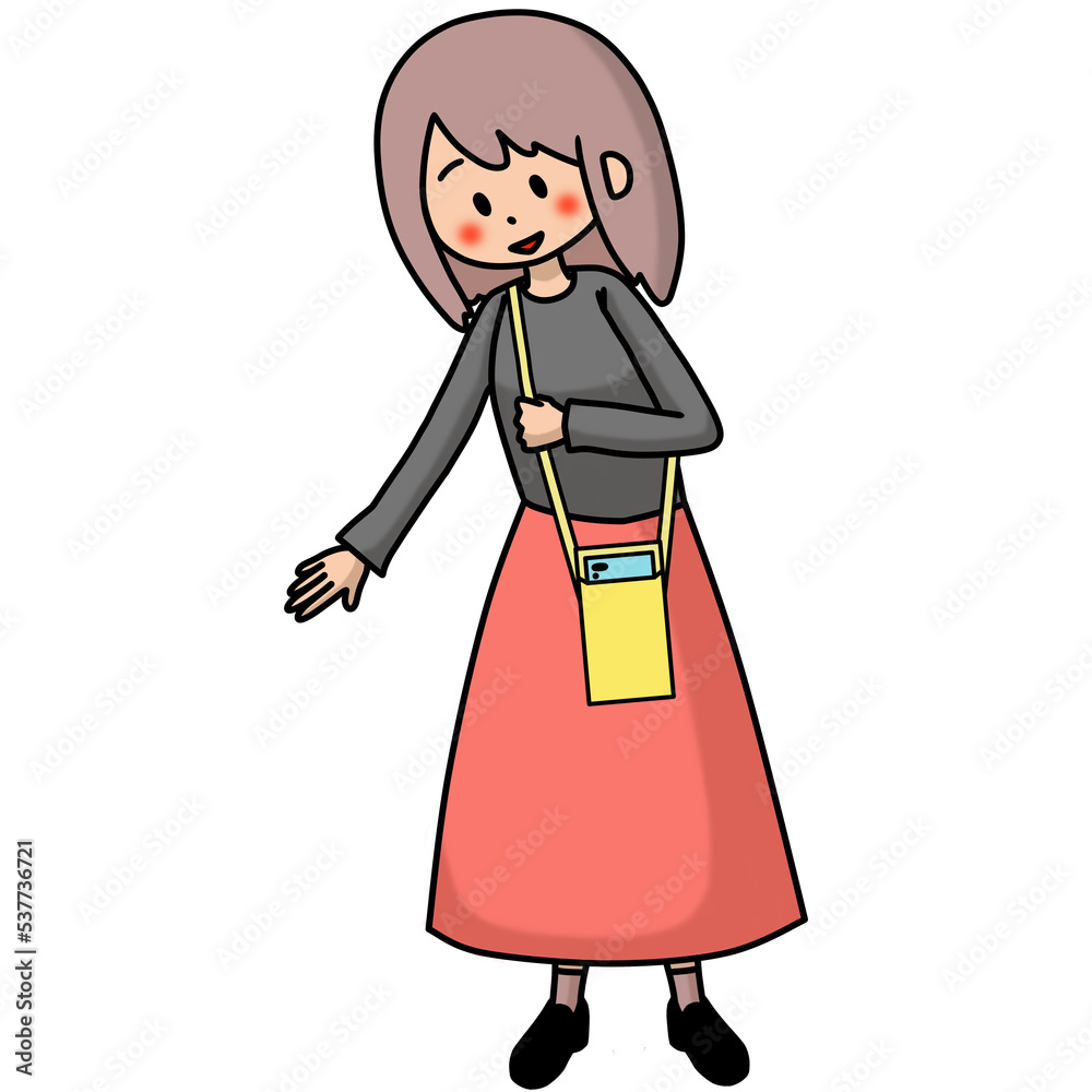 スマホショルダー 女性 イラスト スマホショルダー 女性 イラスト