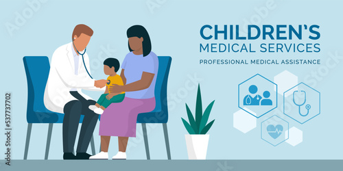 Professional pediatrician checking a child