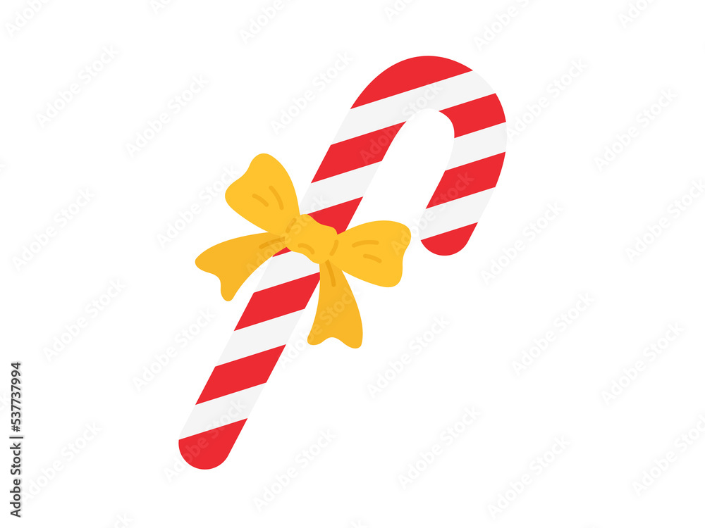 Obraz premium リボンのついた、クリスマスのステッキキャンディーのイラスト