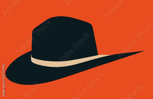Digital drawing of a cowboy hat on an orange background