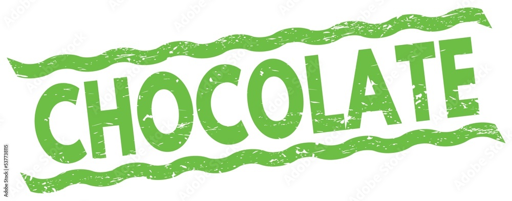 CHOCOLATE text on green lines stamp sign. CHOCOLATE text on green lines stamp sign.