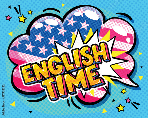 Study English phrase. Creative poster, web banner for foreign language school