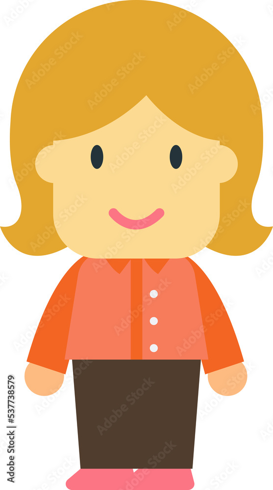 orange haired woman standing straight illustration in minimal style orange haired woman standing straight illustration in minimal style