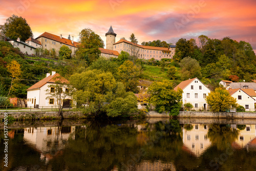 Small town and medieval castle Rozmberk nad Vltavou, Czech Republic.