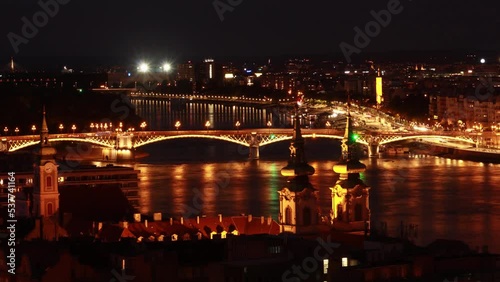 Budapest, Hungary- Margaret Bridge at Night photo