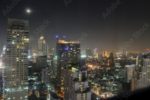 Cityscape of Bangkok at night, Thailand