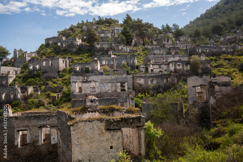 Kayakoy Town in Fethiye, Turky, It's a Turkish ghost town abandoned in a population exchange with Greece