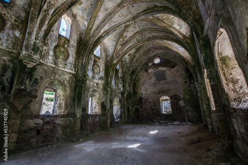 The ancient church at Karakoy, it's known as "Ghost Town" at Fethiye, Turkey