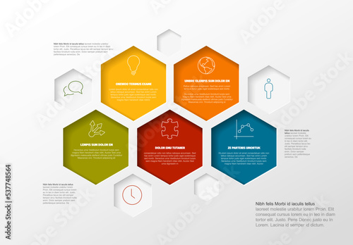 Vector Minimalist Infographic report template with hexagons