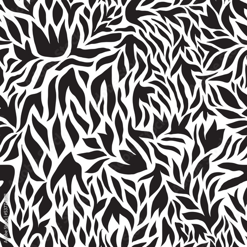 Vector Hand Drawn Seamless Ethnic Floral Pattern