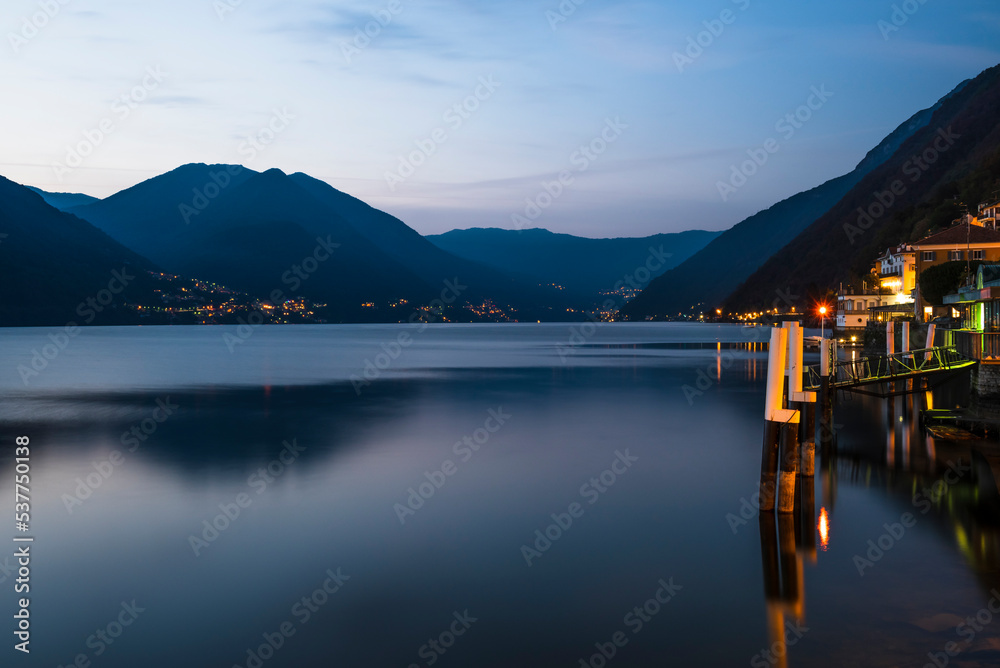 Lake Como Italy at night long exposure.