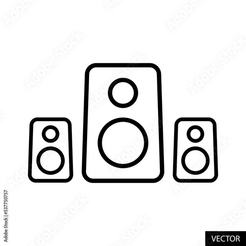 Woofers or Speakers vector icon in line style design for website design, app, UI, isolated on white background. Editable stroke. Vector illustration.