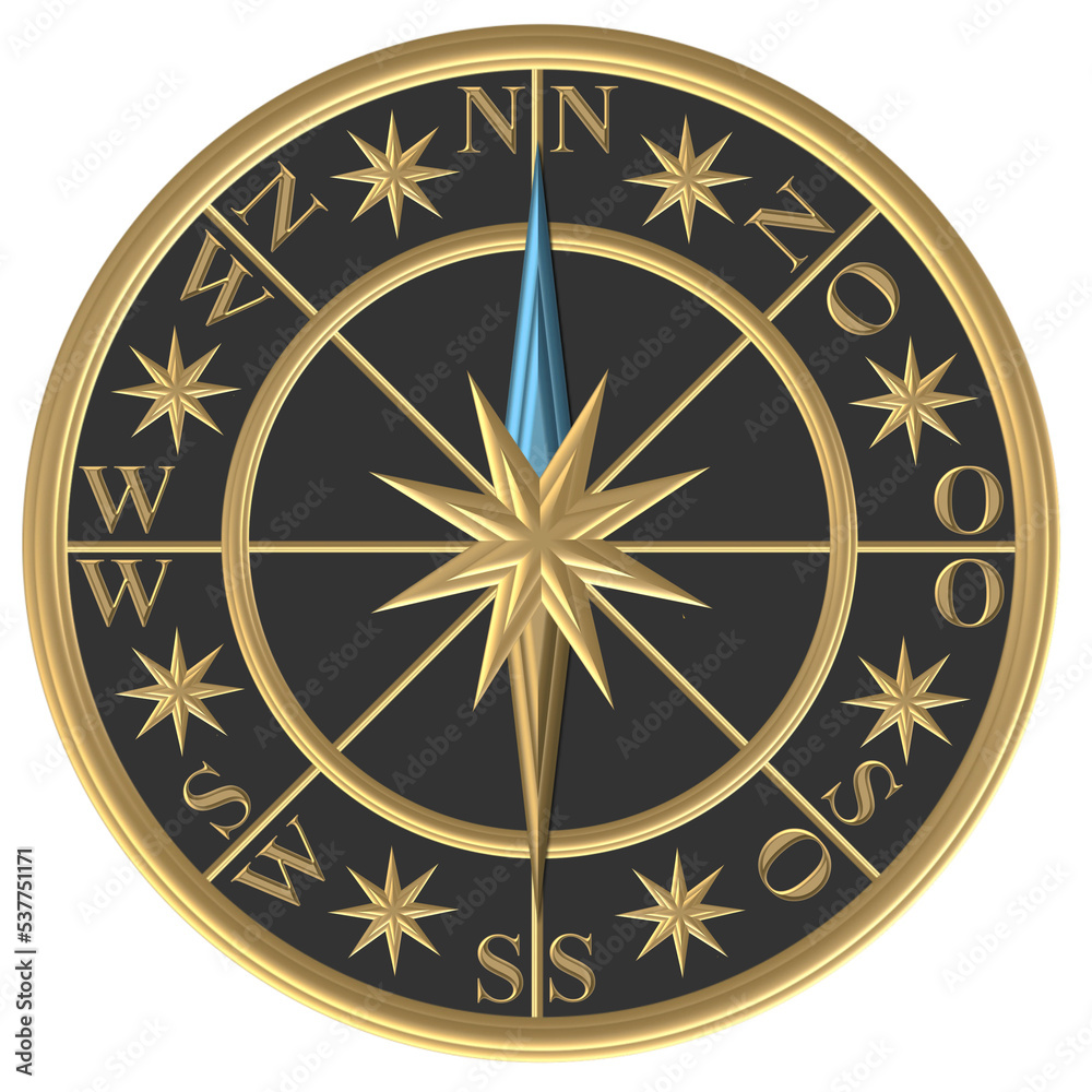 Goldener Kompass und Windrose  