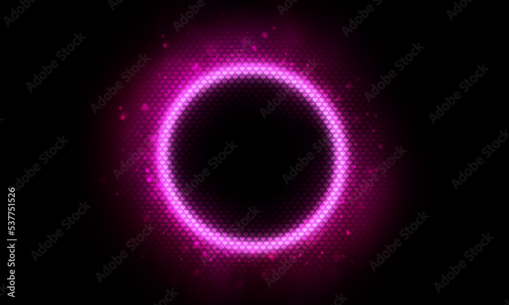 Technology pink bright circle on black background. Technology pink bright circle on black background.