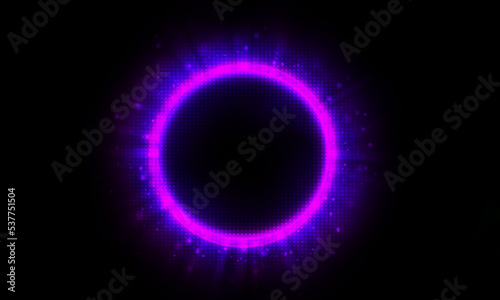 Technology violet bright circle on black background.