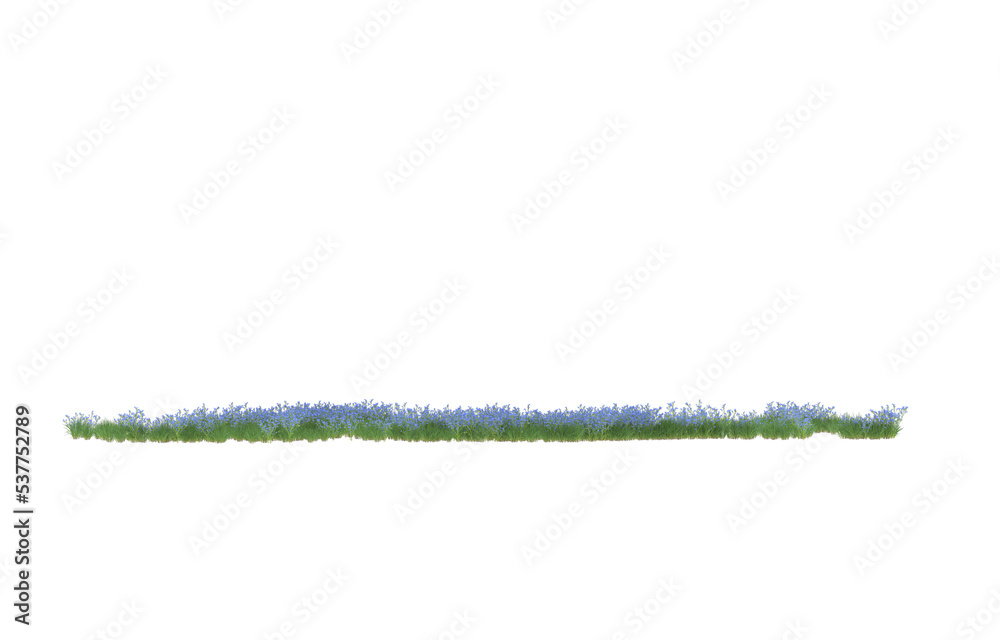 Obraz premium Field of flowers on transparent background. 3d rendering - illustration