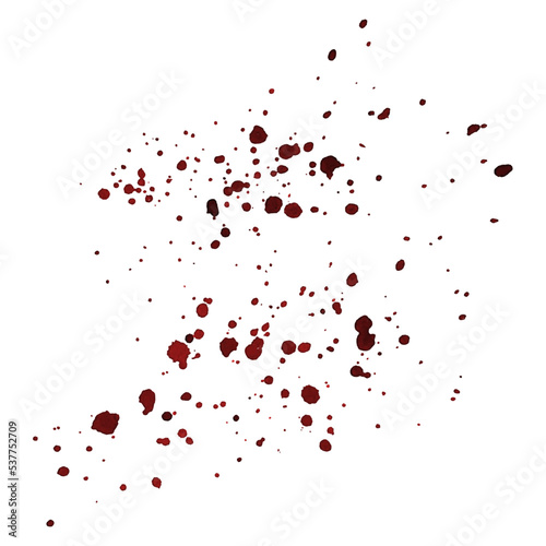 Drops of watercolor splashes, from wine, blood, paint, red burgundy color. High quality photo