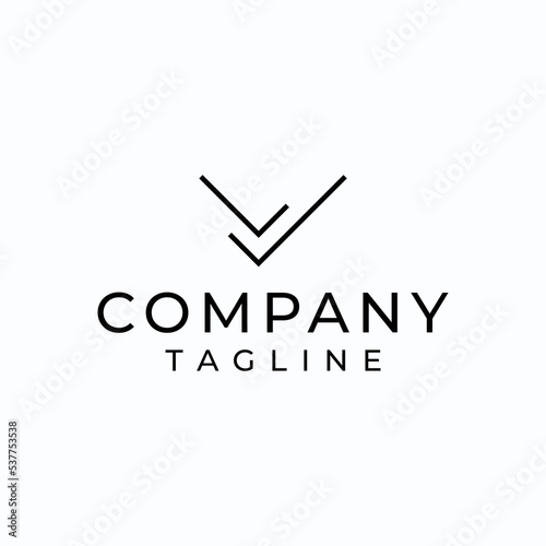 Monoline logo design with 2 lines facing down. Letter L logo design with minimalist style.