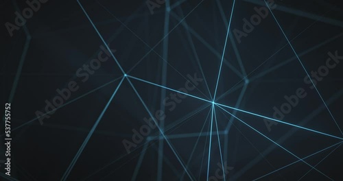 3d animation with abstract futuristic technology imagery with polygonal shapes on dark blue background. Digital technology concept. Perfect loop
