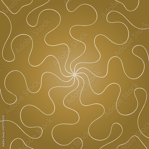 Gold rounded wave line, psychedelic effect illustration