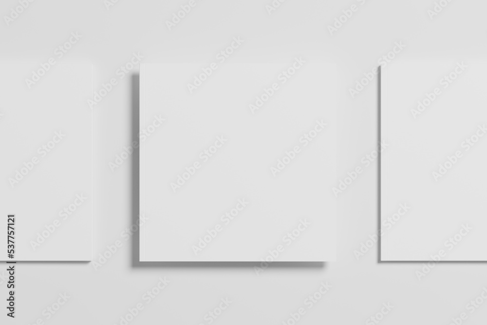 Square Magazine Brochure 3D Rendering White Blank Mockup Square Magazine Brochure 3D Rendering White Blank Mockup