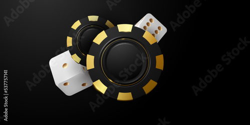 3D Casino Chip Design Background On Luxury Black Background Vector Illustration