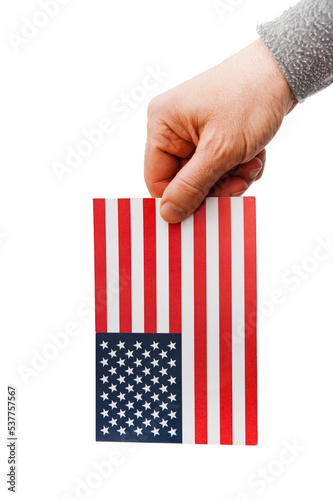 hand holding an USA flag, United States of America election, voting concept © Visualmind
