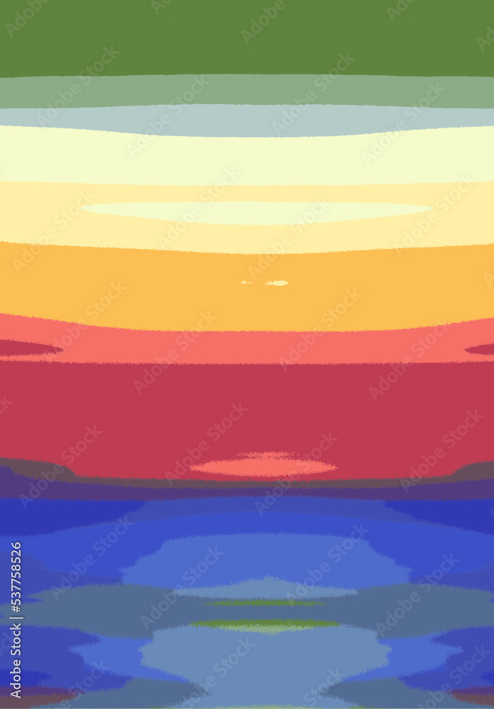 Illustration abstraite Horizon, Lignes, Ciel, Vecteur - Paysage Levant Couleur Arc-en-Ciel