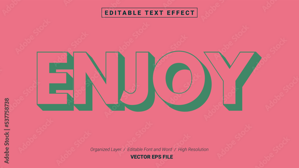 Editable Enjoy Font Design. Alphabet Typography Template Text Effect. Lettering Vector Illustration for Product Brand and Business Logo.