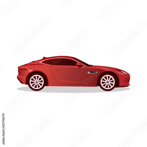 Red Sports Car Side View isolated on white background. vector illustration
