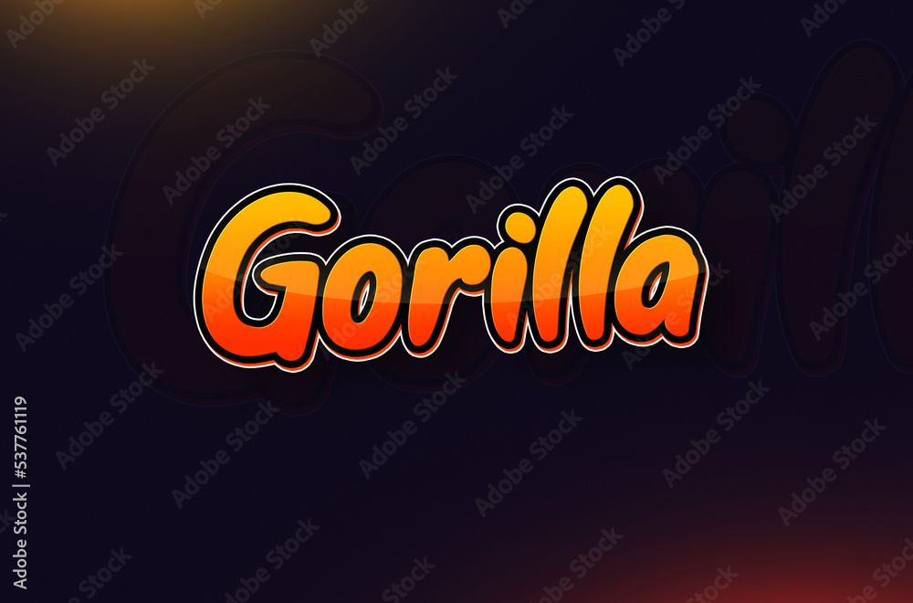 Text design of Animal name Gorilla Text design of Animal name Gorilla