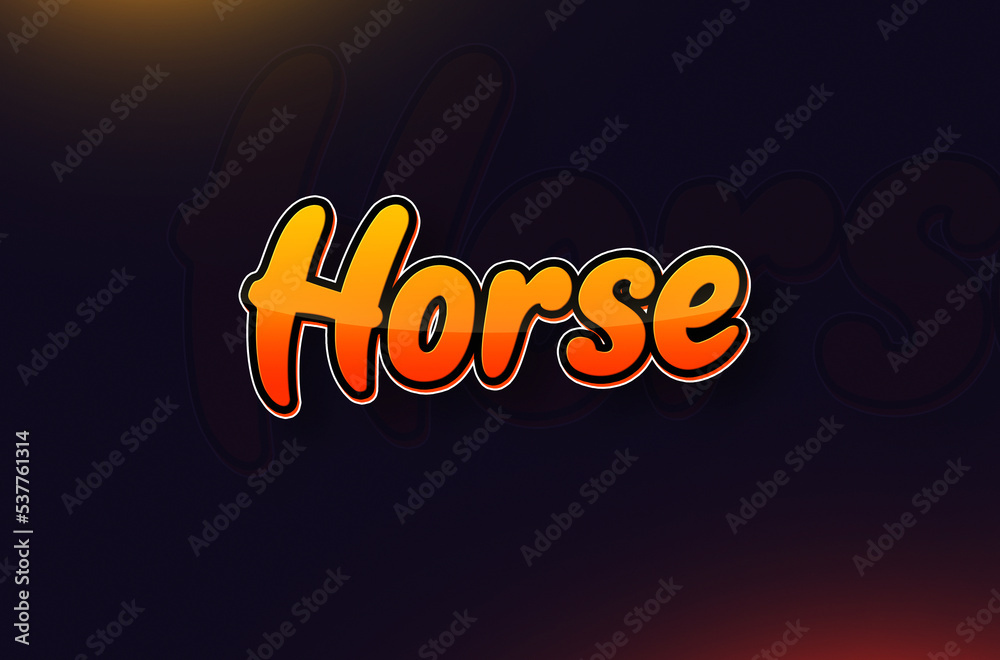 Text design of Animal name Horse Text design of Animal name Horse