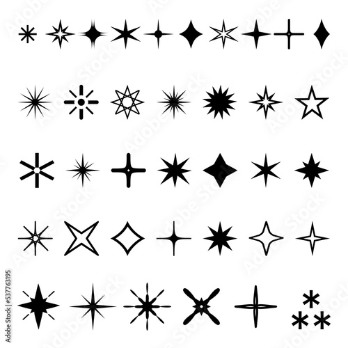 A set of basic star shapes.