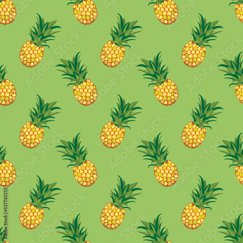 Pineapple fruits seamless vector pattern background. Design for use backdrop all over textile fabric print wrapping paper and others.