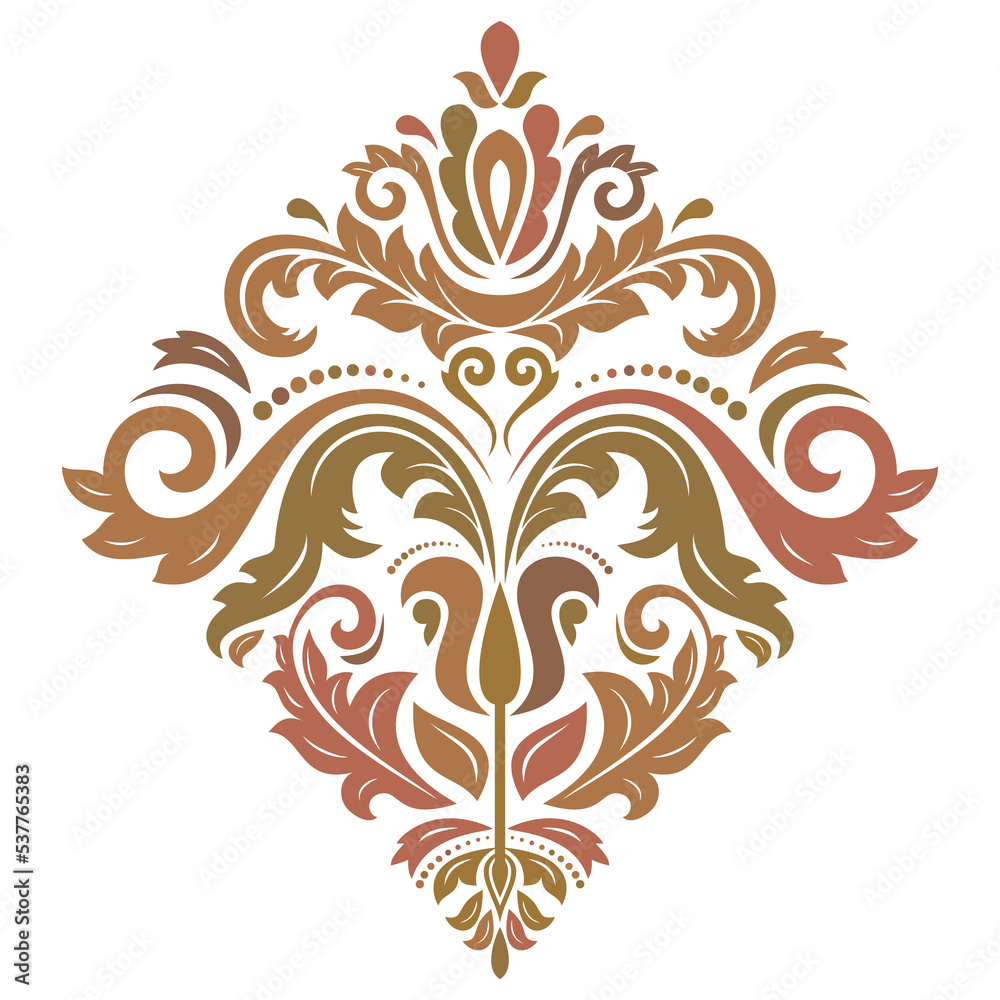 Elegant vintage ornament in classic style. Abstract traditional pattern with colored oriental elements. Classic vintage pattern with red and brown rhomus