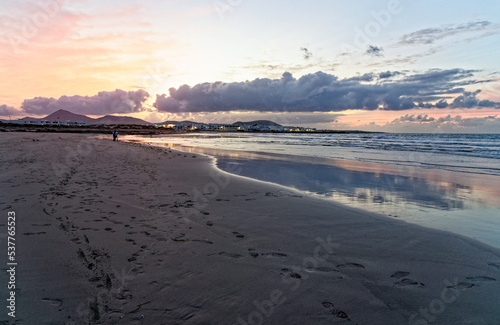 Sunset in Famara Beach - Lanzarote - Canary Islands