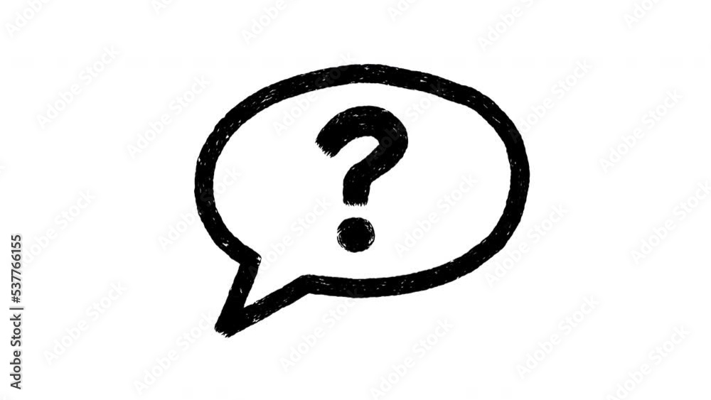 Four doodle speech bubbles with scribble, question mark, exclamation mark, and heart. Stop motion animation Four doodle speech bubbles with scribble, question mark, exclamation mark, and heart. Stop motion animation