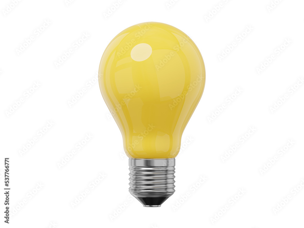 Realistic yellow light bulb. 3D rendering. Icon on white background Realistic yellow light bulb. 3D rendering. Icon on white background