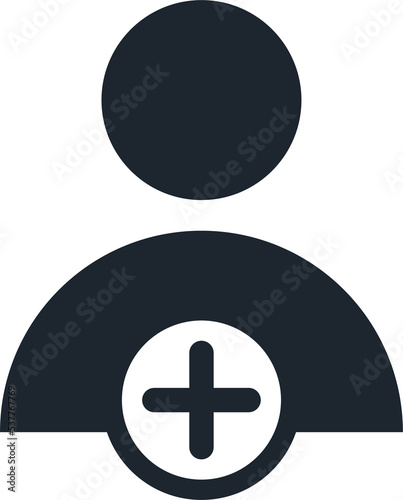 People and plus symbol icon. 