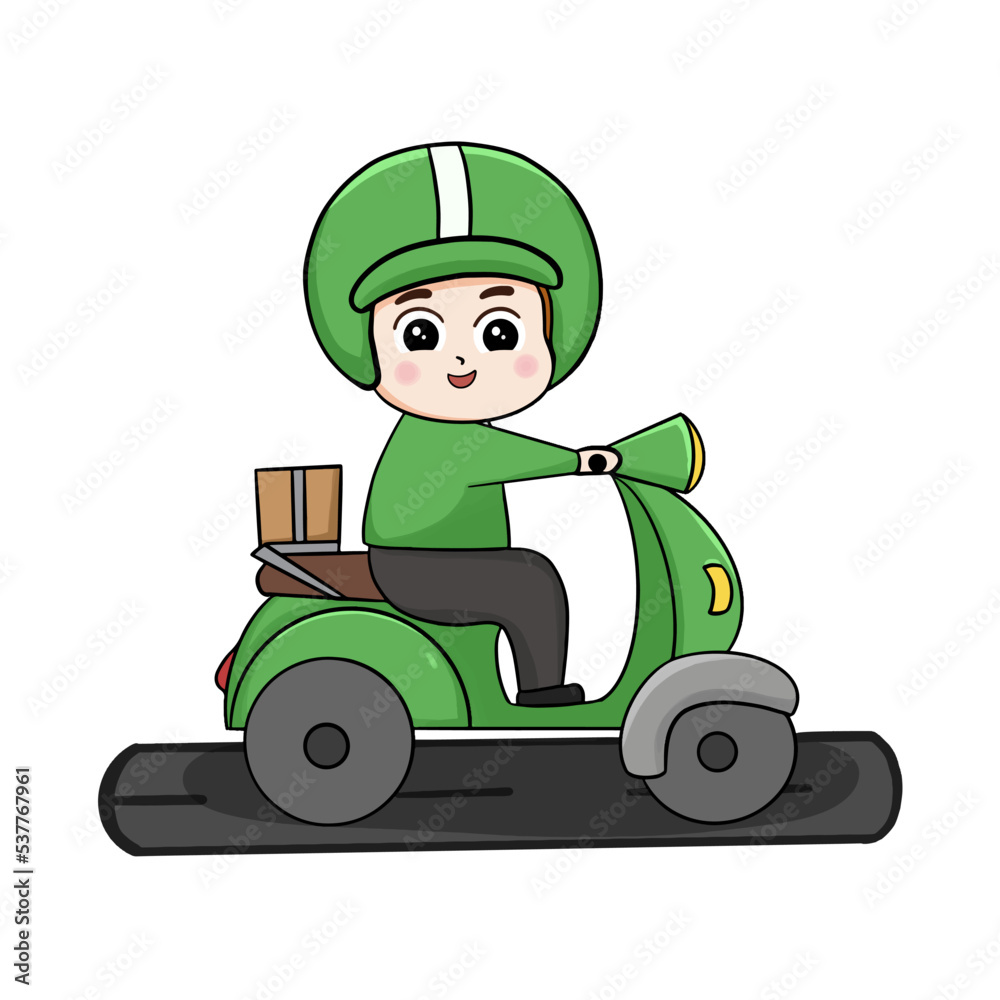 Delivery cute man riding motorcycle cartoon Delivery cute man riding motorcycle cartoon