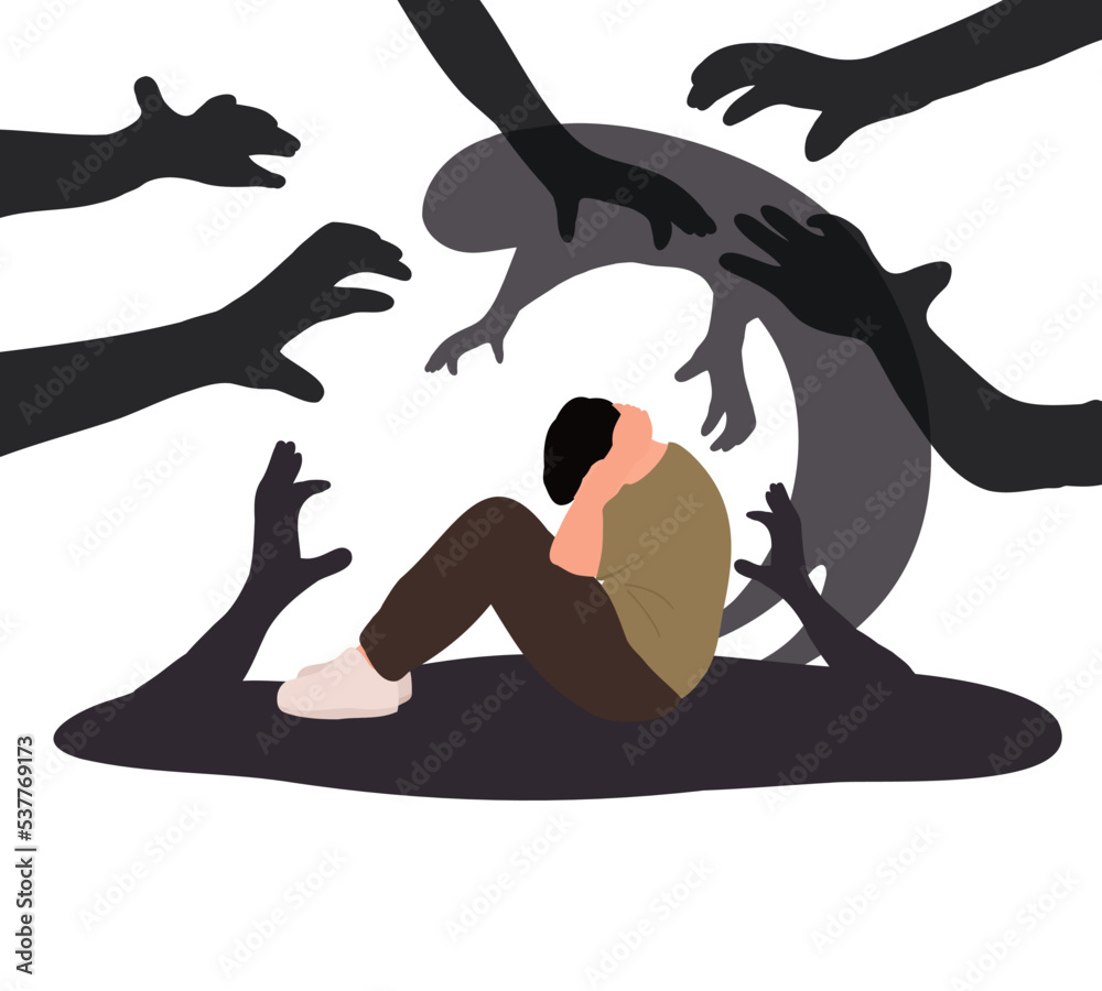 Man, with panic attack, PTSD, phobias, fears, phobias, Paranoia, hallucinations, schizophrenia