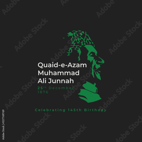 Quaid-e-Azam Day 25th December Celebration Social Media Post Design, tribute to the founder of Pakistan. vector illustration.