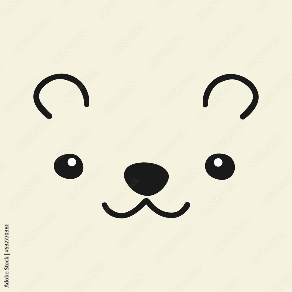 Hand drawing pet face vector art illustration isolated on off white background. Hand drawing pet face vector art illustration isolated on off white background.